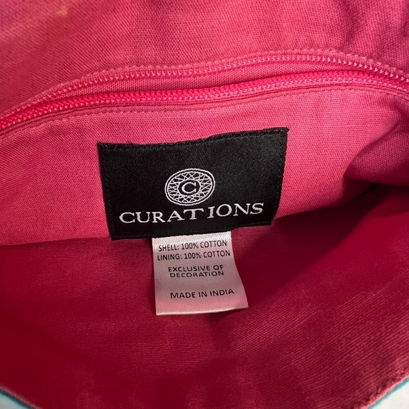 Curations Embroidered Embellished Crossbody Boho Tassel Pom Pom Bag Made India - Picture 8 of 10